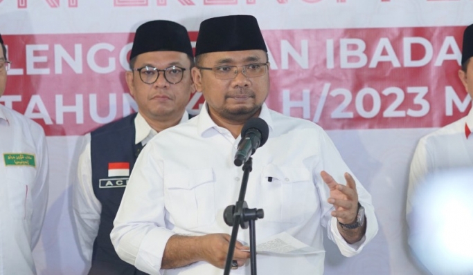 Menteri Agama, Yaqut Cholil Qoumas saat memberikan keterangan pers. (Foto: PMJ News/Dok Kemenag)