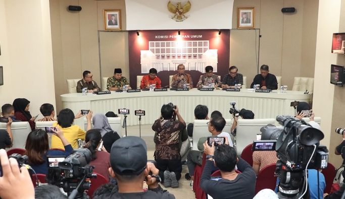Ketua KPU Hasyim Asy’ari saat konferensi pers. (Foto: PMJ News/Dok KPU)