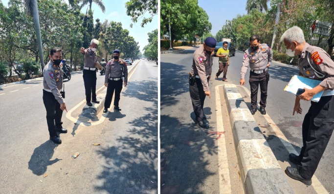 Polisi melakukan olah TKP kecelakaan pelaku balap liar di Kembangan, Jakarta Barat. (Foto: PMJ News)