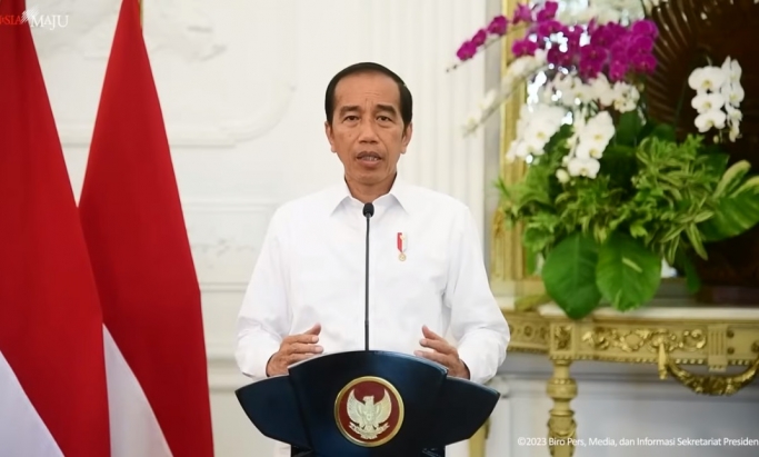 Presiden Jokowi memberikan keterangan pers terkait konflik Hamas-Israel. (Foto: PMJ News/YouTube Setpres)