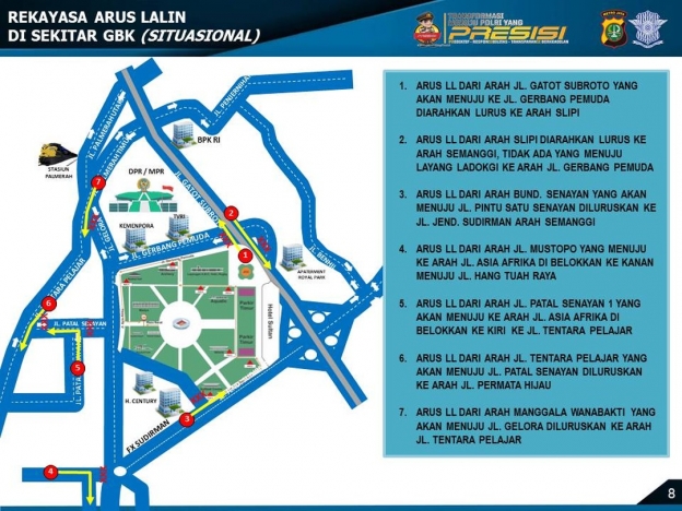 Rekayasa Lalu Lintas di sekitar GBK sore ini. (Foto: PMJ).