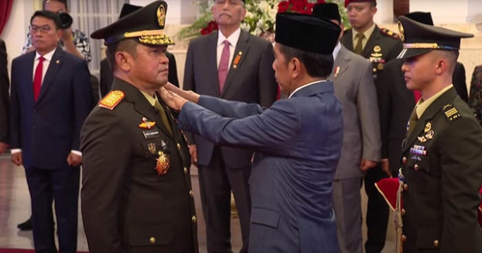 Kasad Jenderal TNI Maruli Simanjuntak saat pelantikan. (Foto; PMJ/Dok Setkab).
