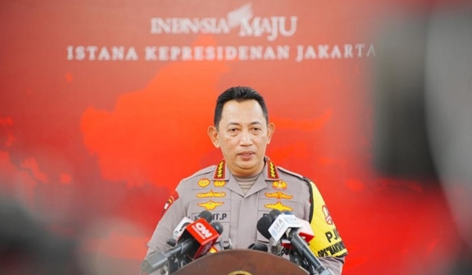 Kapolri Jenderal Listyo Sigit Prabowo saat memberikan keterangan pers di Istana Kepresidenan, Jakarta. (Foto: PMJ News/Divhumas Polri)