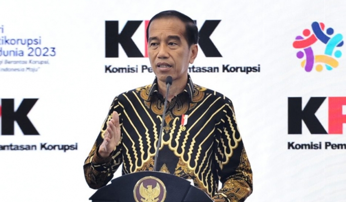 Presiden Jokowi pada Puncak Peringatan Hari Antikorupsi Sedunia 2023 di Istora Senayan, Jakarta. (Foto: PMJ News/Humas Setpres)