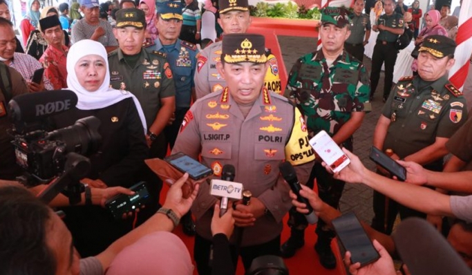 Kapolri Jenderal Listyo Sigit Prabowo seusai menghadiri deklarasi Pemilu Damai di Jawa Timur. (Foto: PMJ News)