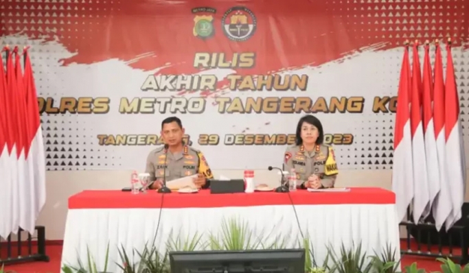 Polres Metro Tangerang Kota menggelar acara Rilis Akhir Tahun capaian dan hasil kinerja sepanjang tahun 2023. (Foto: PMJ News)