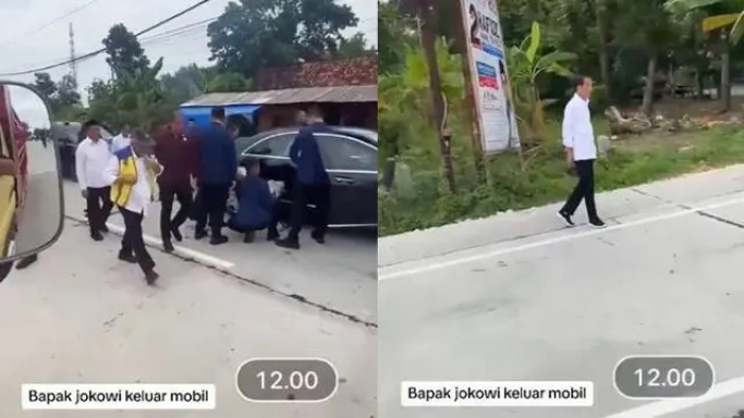 Video viral ban mobil Presiden bocor di Jawa Tengah. (Foto: PMJ/Medsos TikTok).