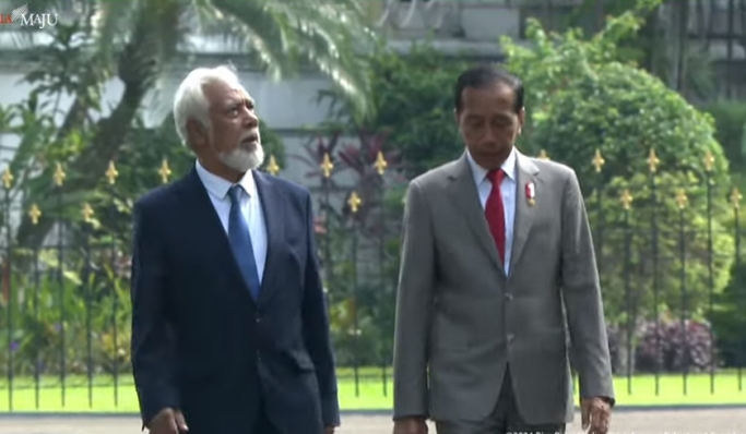 Presiden Jokowi menerima kunjungan PM Republik Demokratik Timor-Leste, Xanana Gusmao. (Foto: PMJ News/YouTube Setpres)