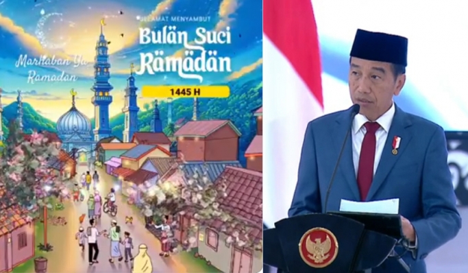 Presiden Jokowi mengucapkan selamat menjalankan ibadah puasa bagi seluruh umat Islam. (Foto: PMJ News/Twitter @jokowi)