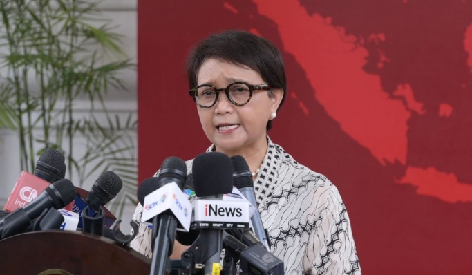 Menteri Luar Negeri Retno LP Marsudi saat memberikan keterangan pers. (Foto: PMJ News)