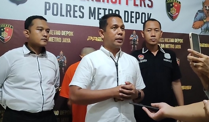 Kasat Reskrim Polres Metro Depok, Suardi Jumaing saat memberikan keterangan pers. (Foto: PMJ News)