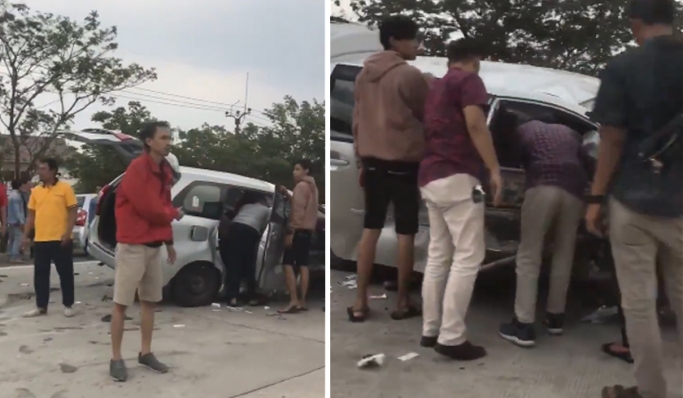 Kecelakaan mobil di Tol Cijago Depok. (Foto: PMJ News/Twitter)