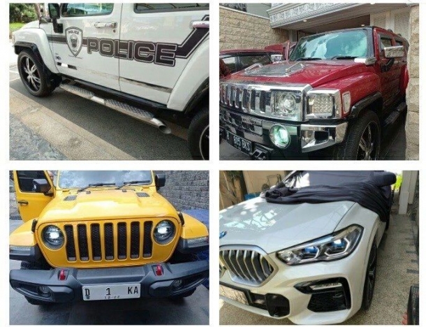 Deretan mobil mewah mantan bupari Kutai Kartanegara Rita Widyasari. (Foto: PMJ/Dok KPK).