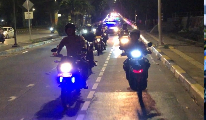 Polres Metro Jakarta Utara bersama polsek jajaran menggelar patroli skala besar. (Foto: PMJ News)