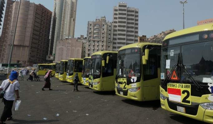 Bus Shalawat yang mengantar jemaah haji Indonesia. (Foto: PMJ News/Dok Kemenag)