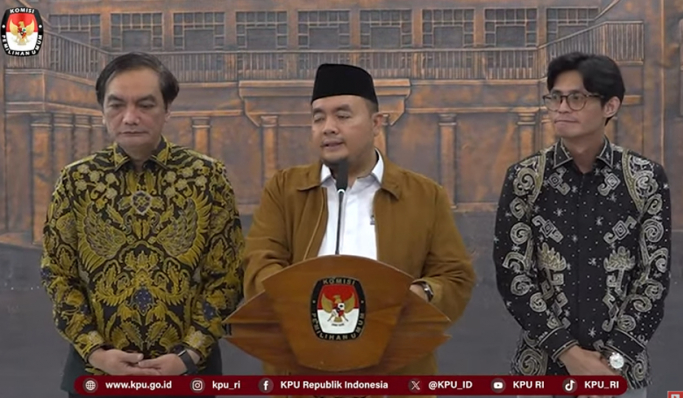 Ketua Komisi Pemilihan Umum, Mochammad Afifuddin saat konferensi pers. (Foto: PMJ News/YouTube KPU RI)