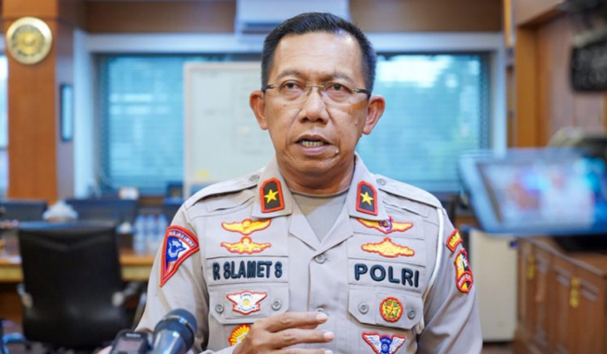 Dirgakkum Korlantas Polri, Brigjen Pol Raden Slamet Santoso saat memberikan keterangan pers. (Foto: PMJ News)