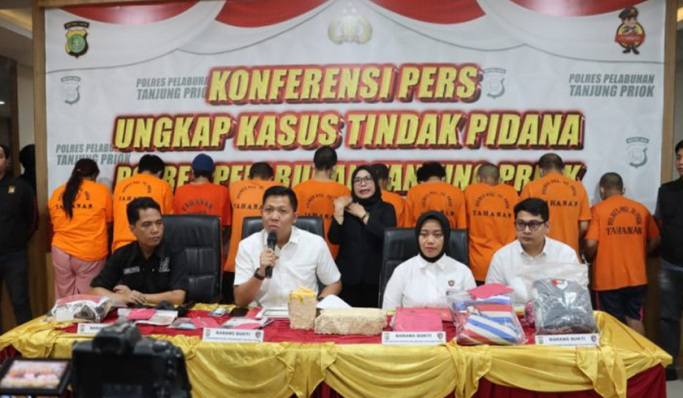Polres Pelabuhan Tanjung Priok menangkap 10 pelaku kejahatan selama Operasi Kepolisian Kewilayahan Sikat Jaya 2024. (Foto: PMJ News)
