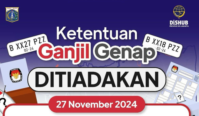 Dishub DKI Jakarta akan meniadakan aturan ganjil genap pada libur nasional pemungutan suara Pilkada Serentak 2024. (Foto: PMJ News/Instagram @dishubdkijakarta)