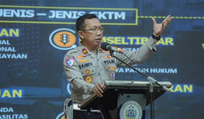 Dirgakkum Korlantas Polri, Brigjen Pol Raden Slamet Santoso saat memberikan arahan. (Foto: PMJ News)