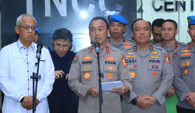 Kadiv Humas Polri, Irjen Pol Sandi Nugroho saat konferensi pers. (Foto: PMJ News)
