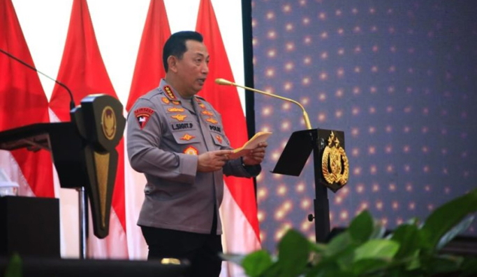 Kapolri Jenderal Listyo Sigit Prabowo saat memberikan sambutan pada Apel Kasatwil 2024. (Foto: PMJ News)